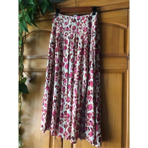 Mango pleated  pink floral print Midi Skirt Size XXS - Picture 4 of 12